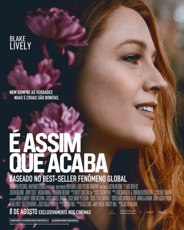 ‘’É ASSIM QUE ACABA’’: BLAKE LIVELY ESTAMPA PÔSTER DE ADAPTAÇÃO DO LIVRO 1 E Assim que Acaba