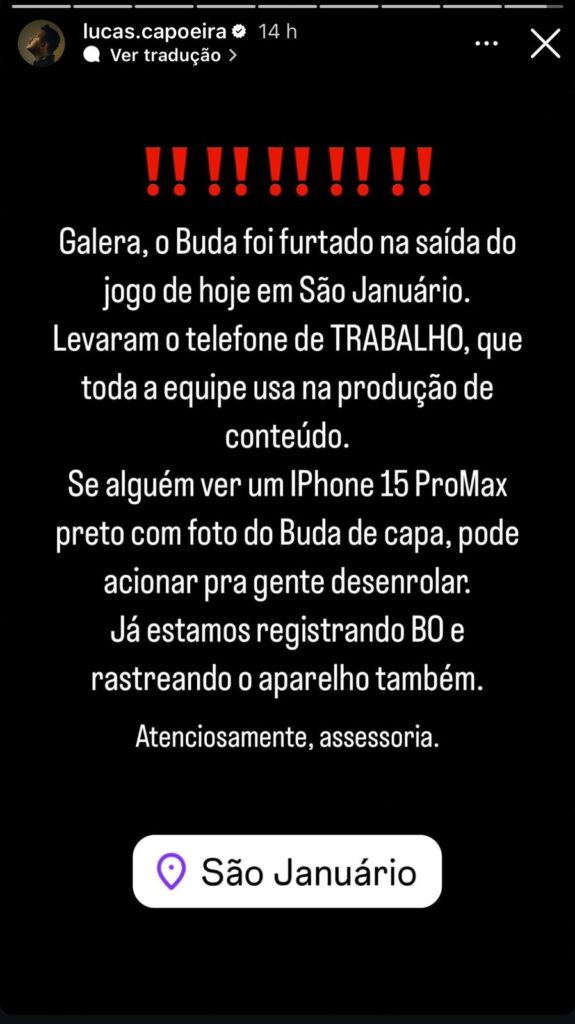 Lucas Buda, ex-BBB 24, é vítima de assalto no Rio de Janeiro 1 Lucas Buda, ex-BBB 19, é vítima de assalto no Rio de Janeiro