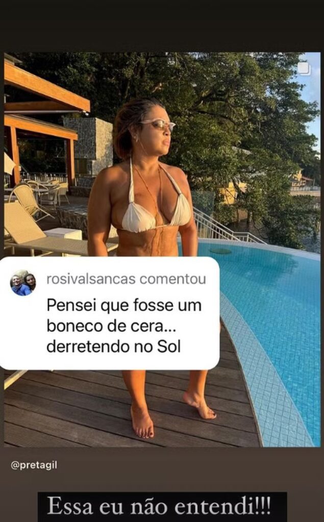 Preta Gil rebate críticas de caluniadores após publicar foto de biquíni: "Melhore, mulher" 1 Preta Gil rebate críticas de haters após publicar foto de biquíni Melhore, mulher (2)