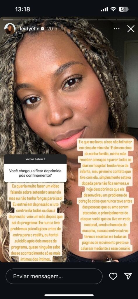 Leidy Elin revela depressão e tentativa de suicídio após 'BBB 24' 1 Leidy Elin revela depressão e ataques devastadores após 'BBB 24'