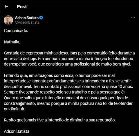Repórter se retira de entrevista após comentário machista de presidente do Atlético-GO 1 repórter