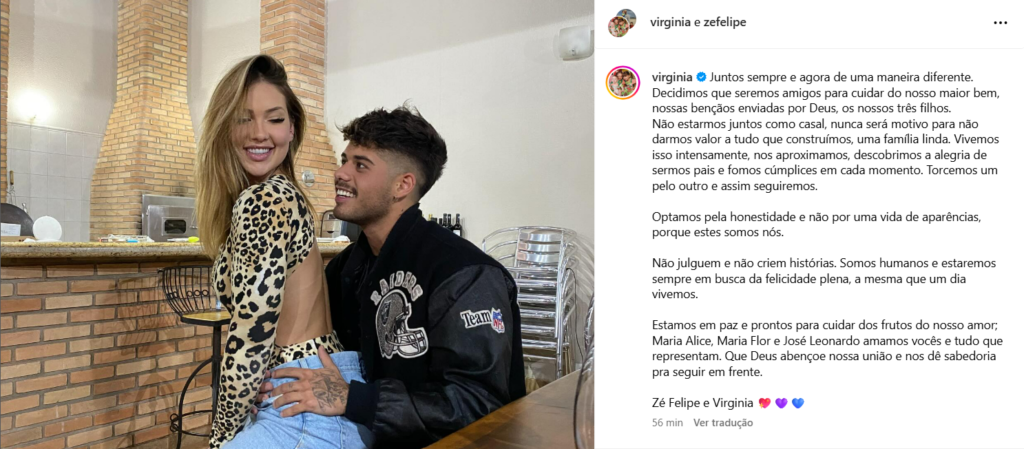 Virginia e Zé Felipe anunciam fim de casamento 1 Virginia