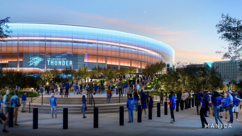 Projeto conceitual preliminar da Nova Arena Oklahoma City Thunder. (Foto: reprodução/Instagram/@okcnewarena 