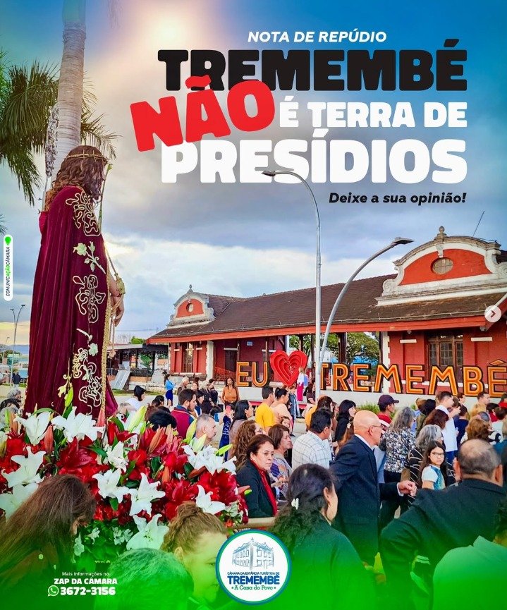 Imagem da nota de repúdio. (Foto: Câmara da Estância Turística de Tremembé)