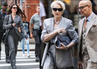 Anne Hathaway, Meryl Streep e Stanley Tucci gravam cenas de O Diabo Veste Prada 2 nas ruas de Nova York, usando looks elegantes em tons de cinza